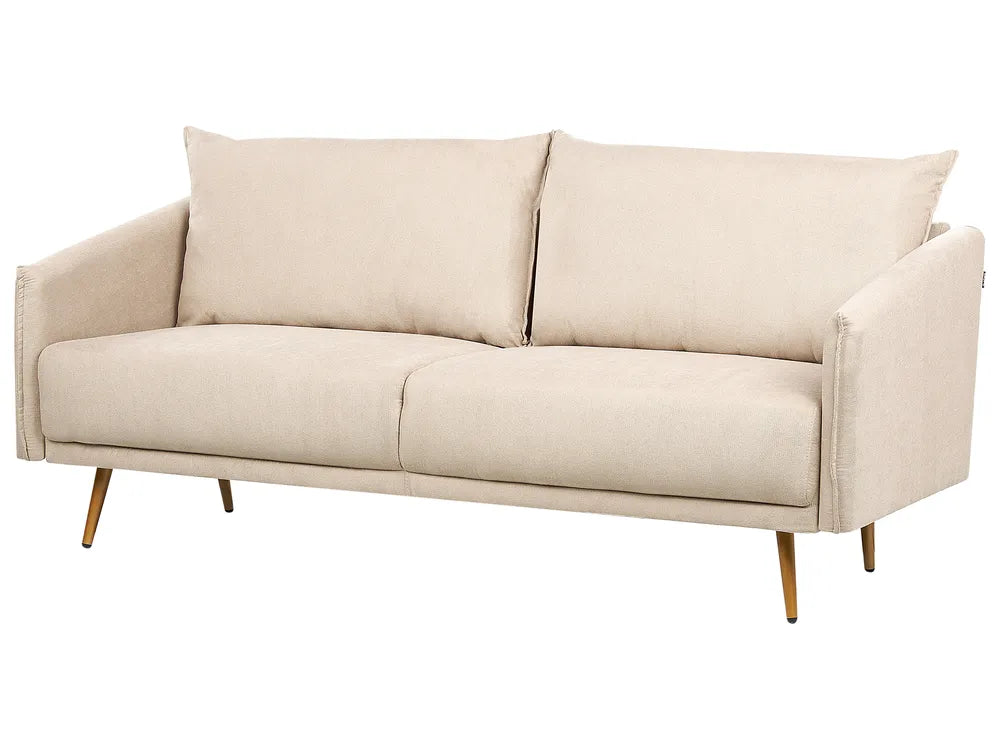 Sofa 3 Seater Velvet Beige Brevick