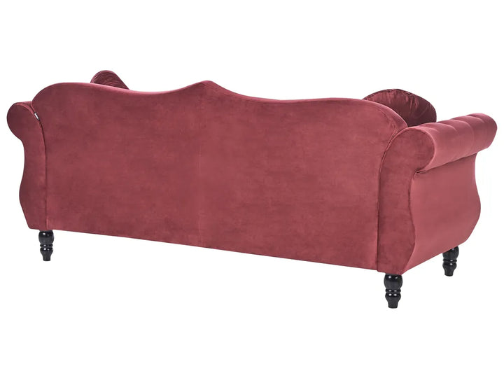 Sofa 3 Seater Velvet Dark Red Drinel