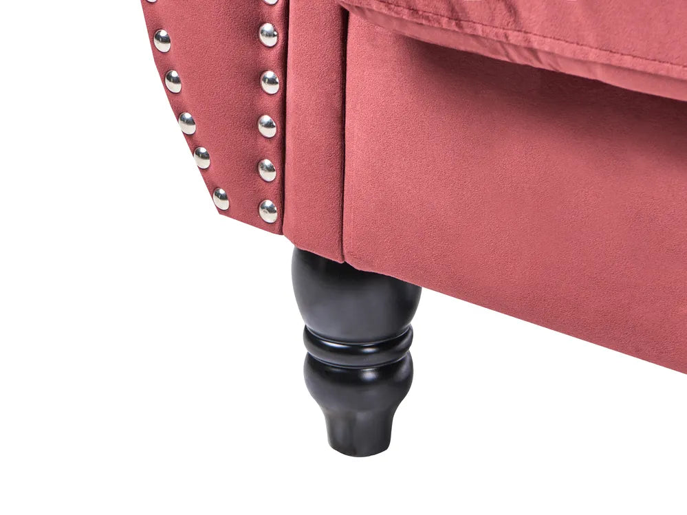 Sofa 3 Seater Velvet Dark Red Drinel