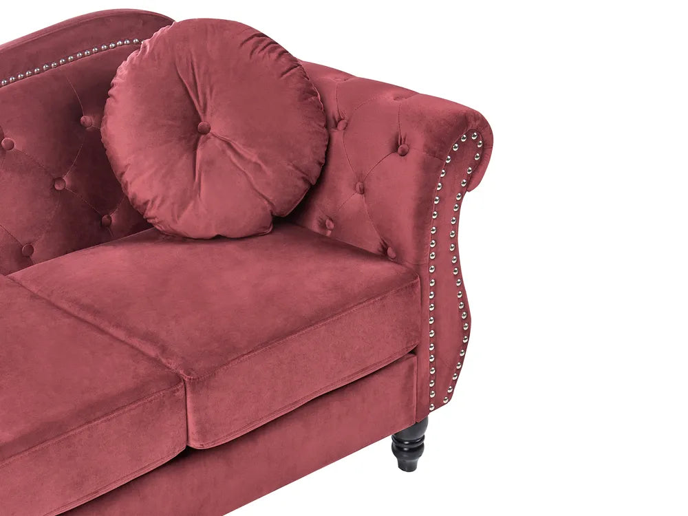 Sofa 3 Seater Velvet Dark Red Drinel