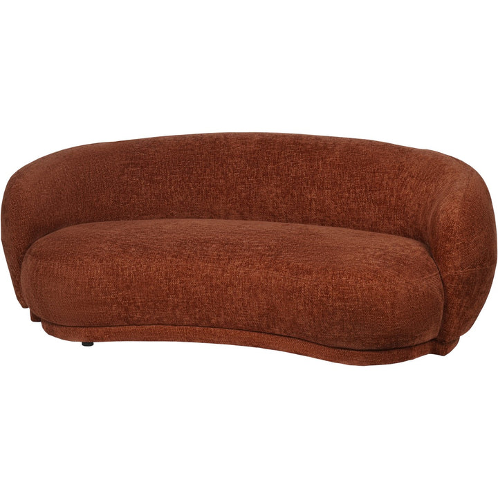 Brown curved sofa on a white background