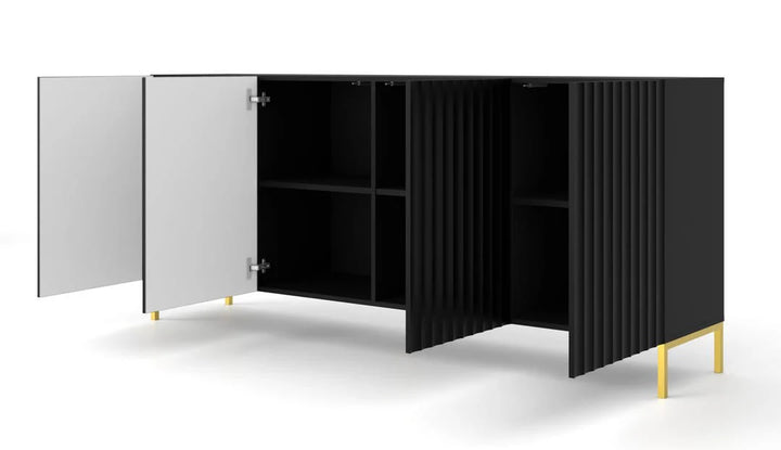 Large Sideboard Cabinet 200cm Black Wave