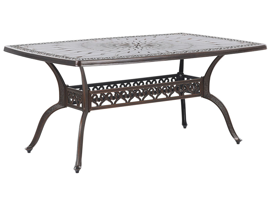 Lizzano Garden Dining Table 165 cm 102 cm Metal Dark Brown