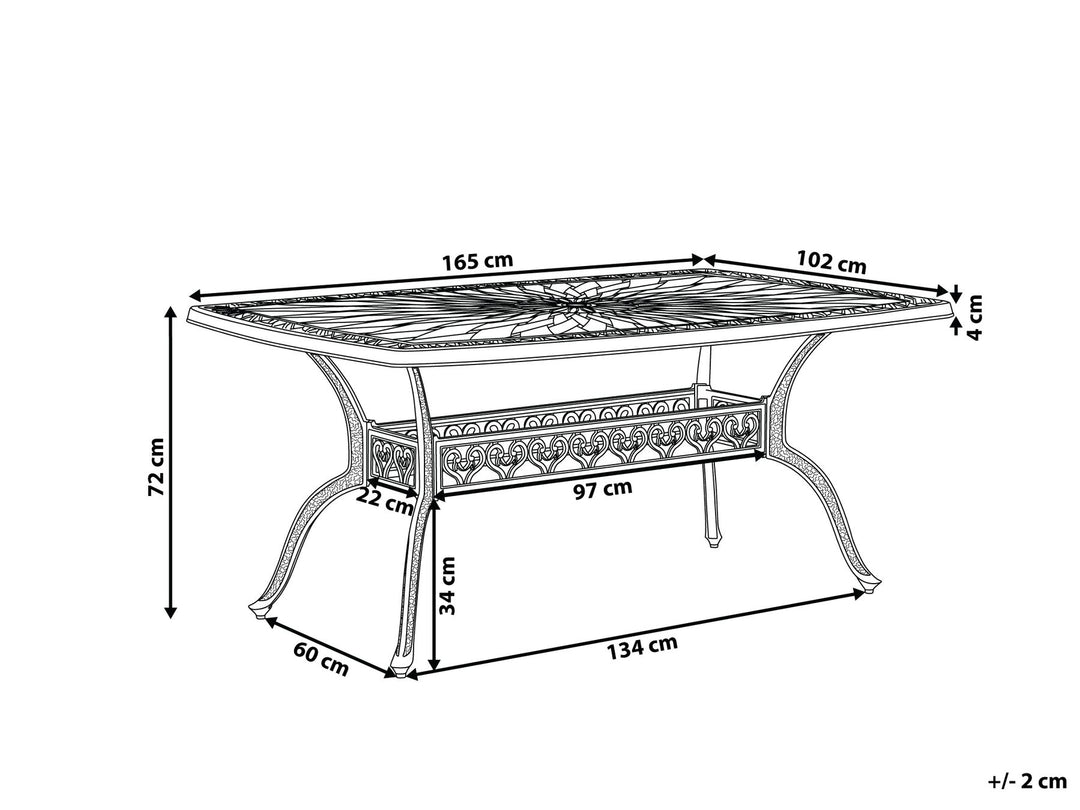 Lizzano Garden Dining Table 165 cm 102 cm Metal Dark Brown