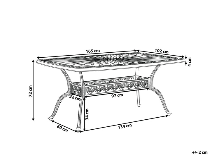 Lizzano Garden Dining Table 165 cm 102 cm Metal Dark Brown