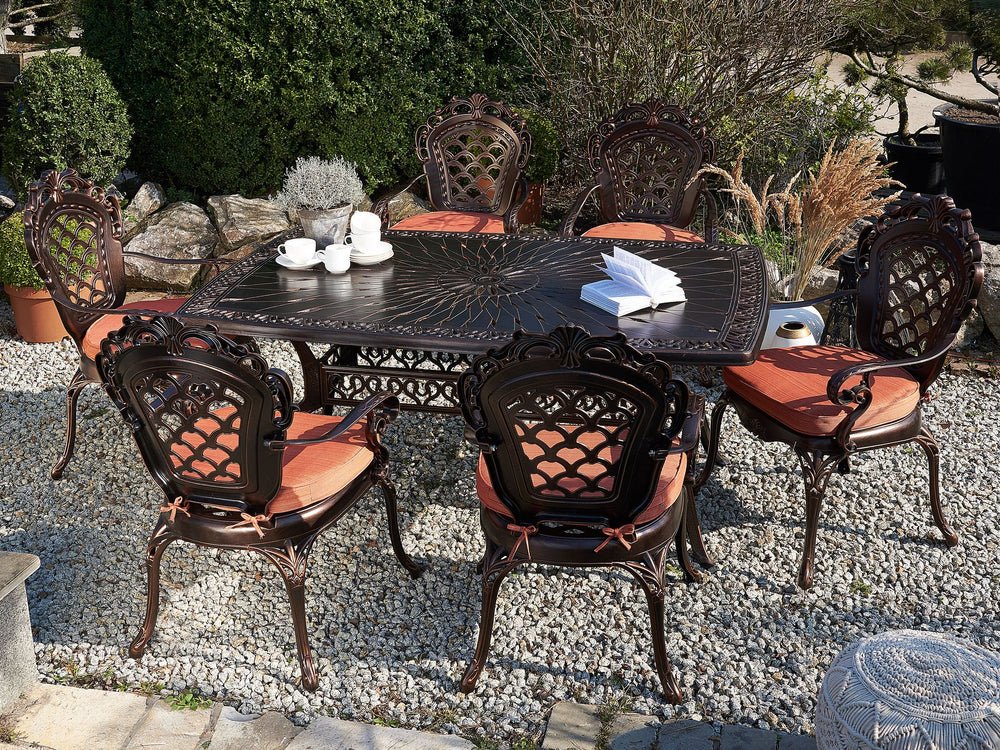 Lizzano Garden Dining Table 165 cm 102 cm Metal Dark Brown