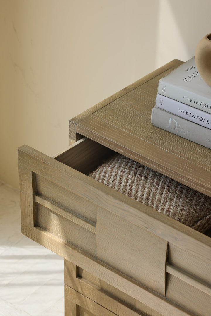 Grey oak chest of drawers for bedroom