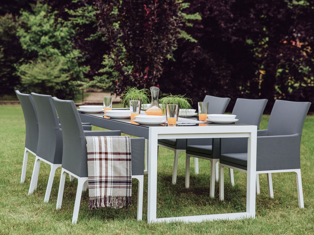 Bacoli Garden Dining Table 210 cm 90 cm Glass Off-White