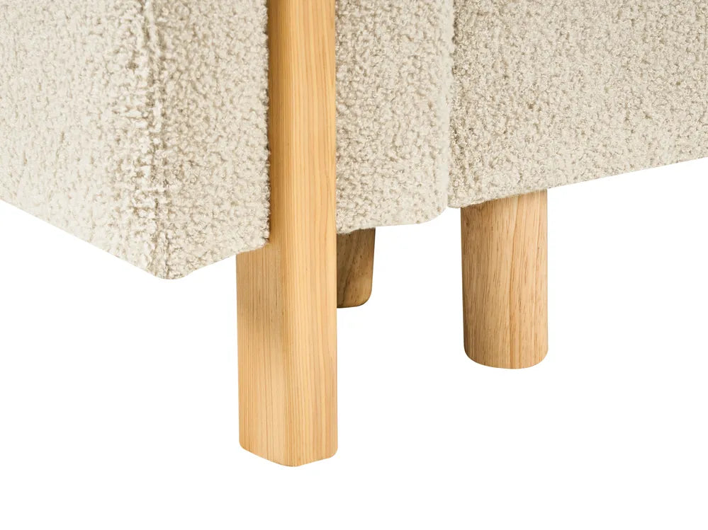 Sofa Bed 3 Seater Boucle Off-White with Storage Ellie