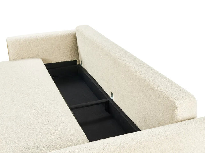 Sofa Bed 3 Seater Boucle Off-White with Storage Ellie