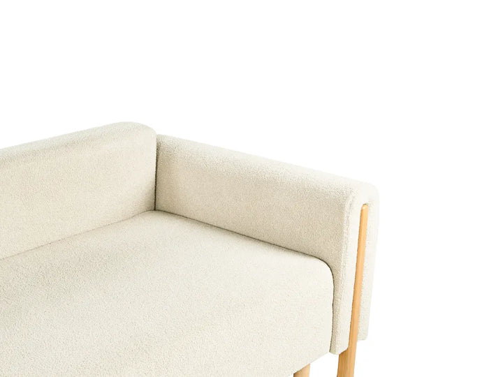 Sofa Bed 3 Seater Boucle Off-White with Storage Ellie