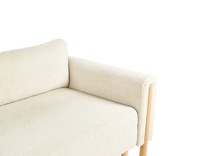 Sofa Bed 3 Seater Boucle Off-White with Storage Ellie