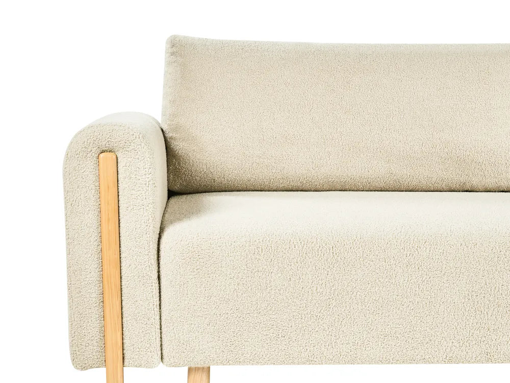 Sofa Bed 3 Seater Boucle Off-White with Storage Ellie
