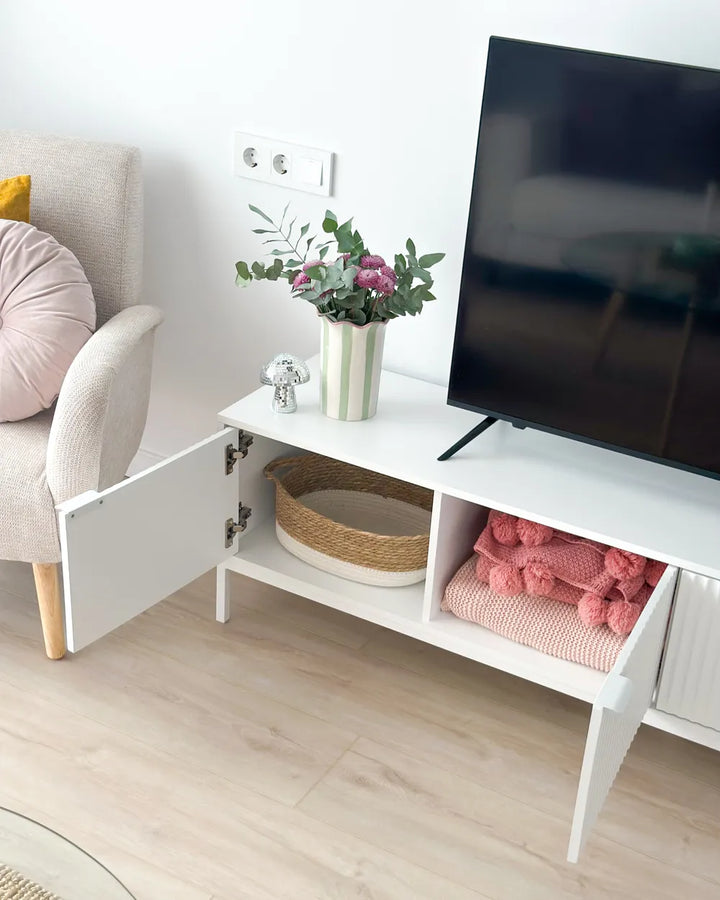 Modern white entertainment unit