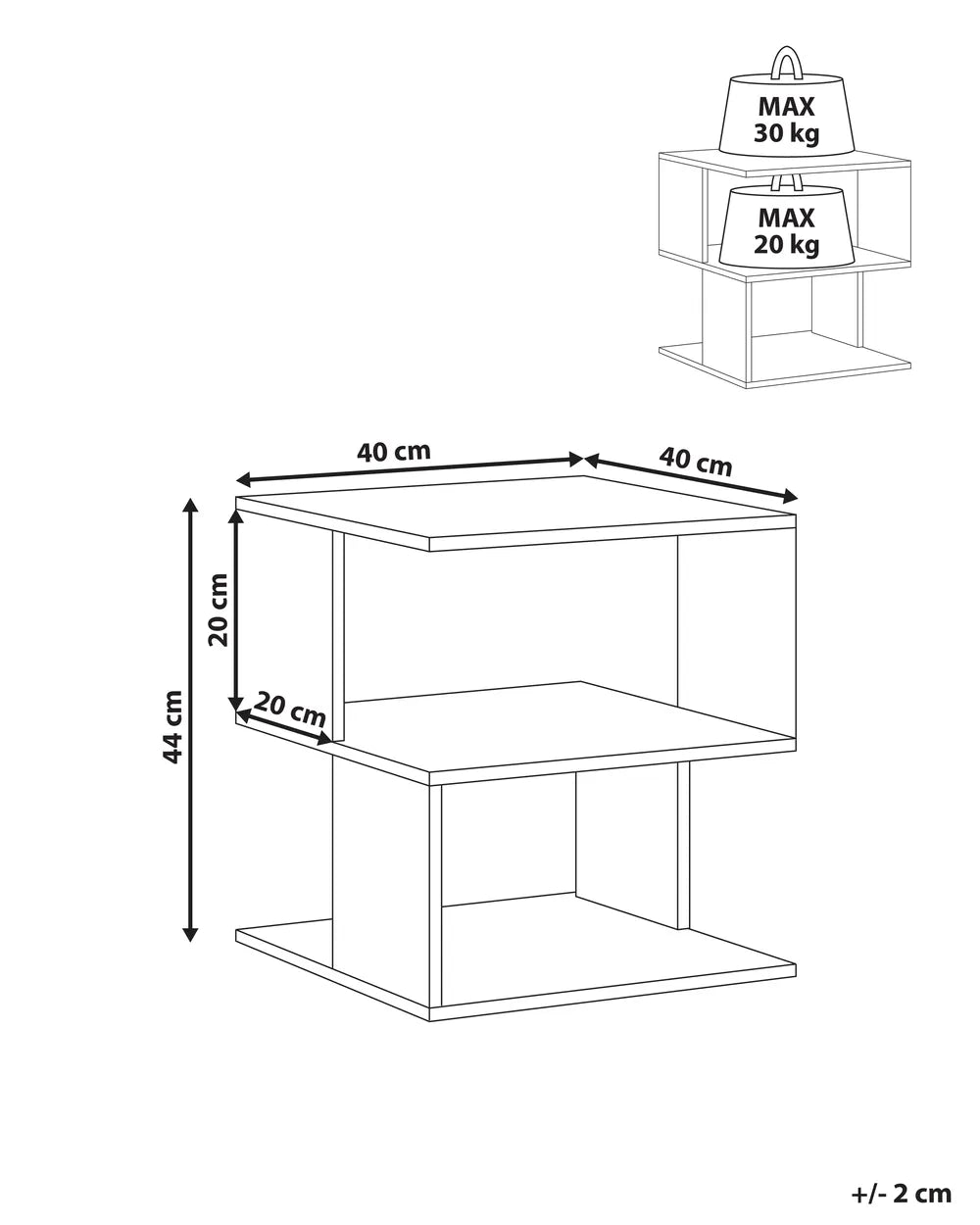 Bedside Table White Soukaina