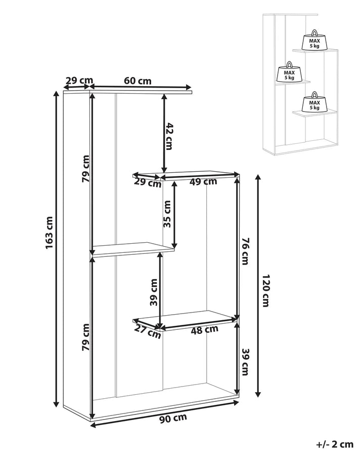 3 Tier Bookcase 163 cm Light Brown Alrun