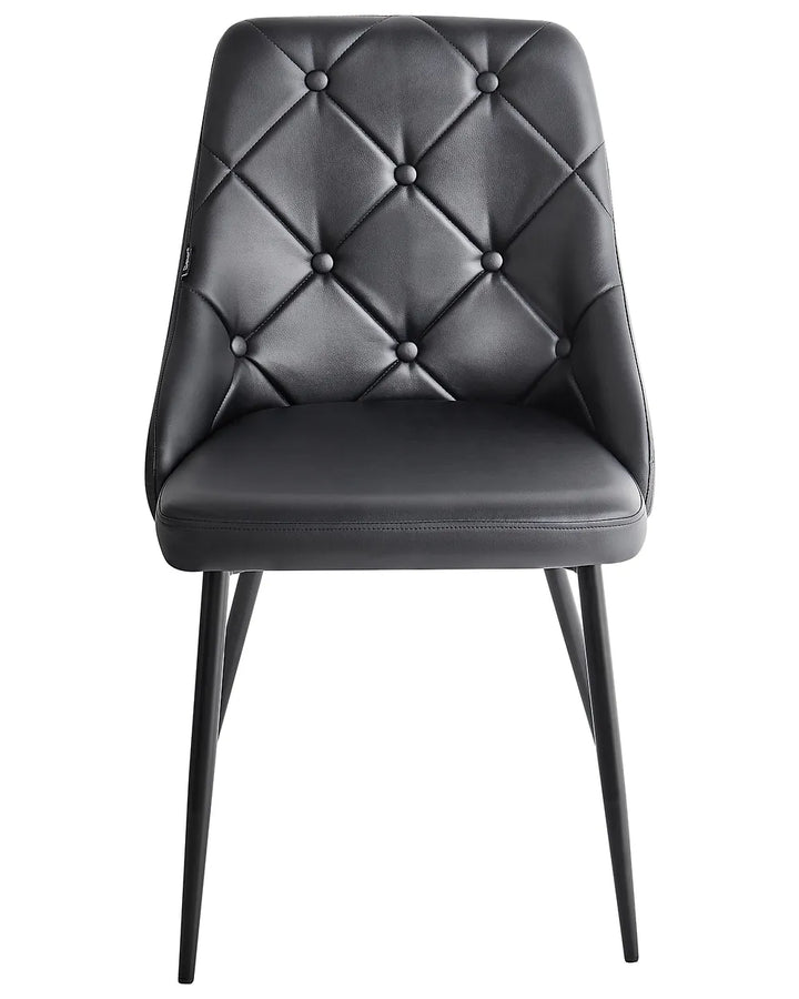 Set of 2 Dining Chairs Faux Leather Black Berlin