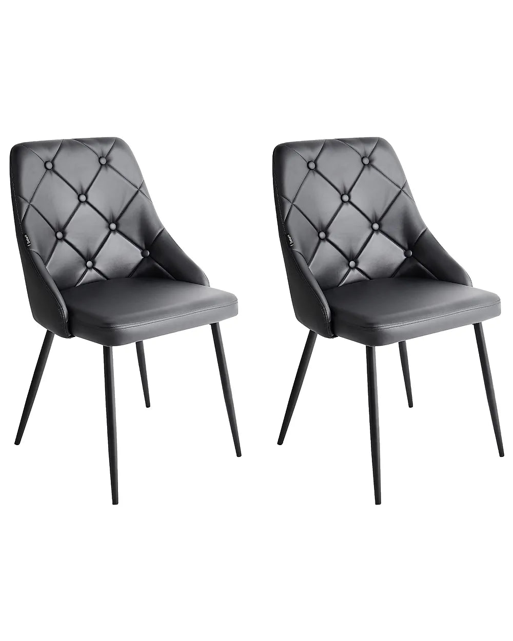 Set of 2 black faux leather dining chairs