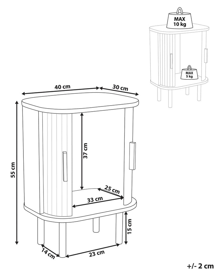 Bedside Table Black Adelyn