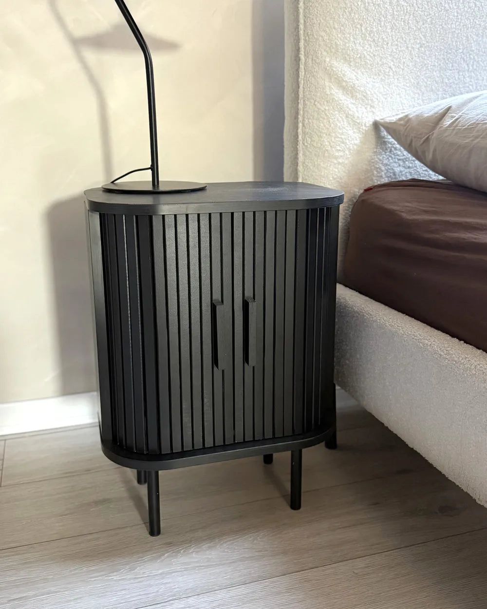 Modern black bedside cabinet
