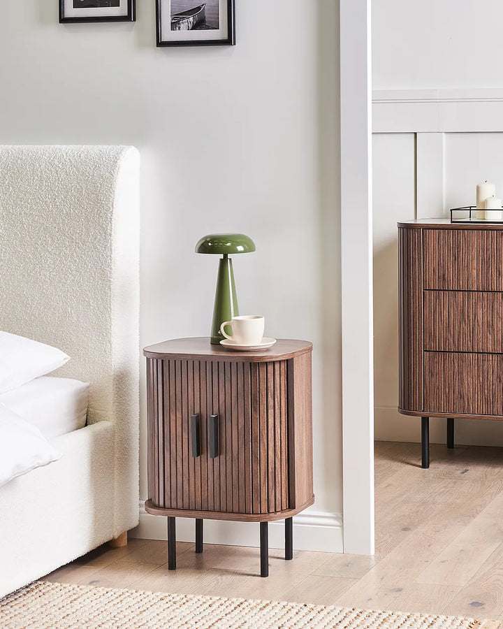 Dark brown nightstand with storage