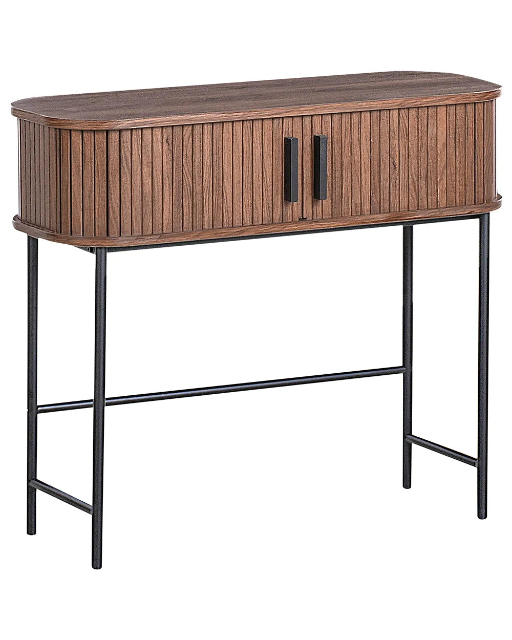 Dark brown console table with storage