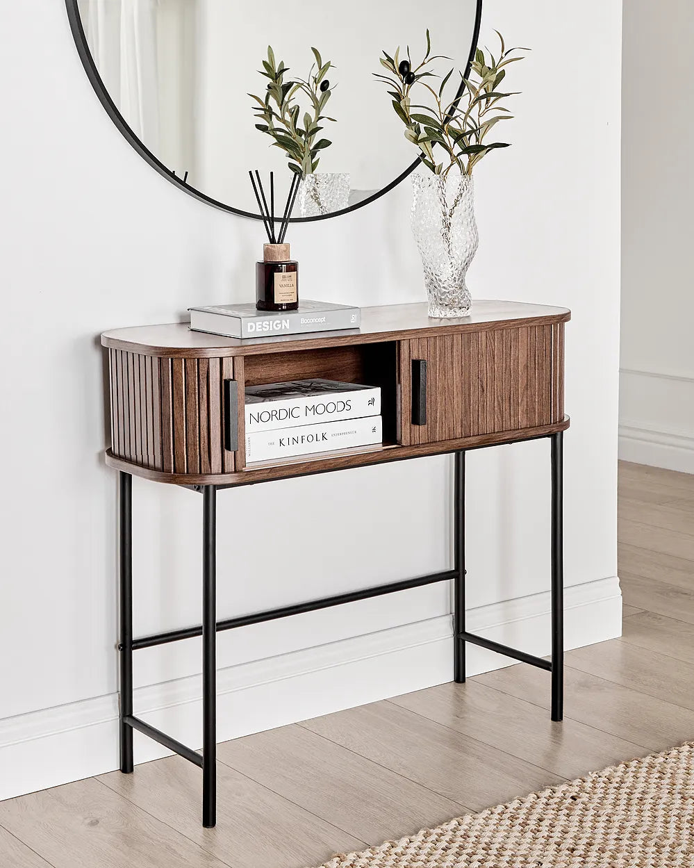 Modern dark brown hallway table