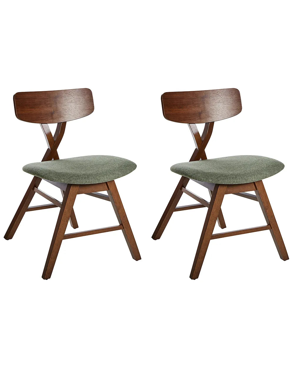 Set of 2 Dining Chairs Wood Dark Brown/Green Shelly