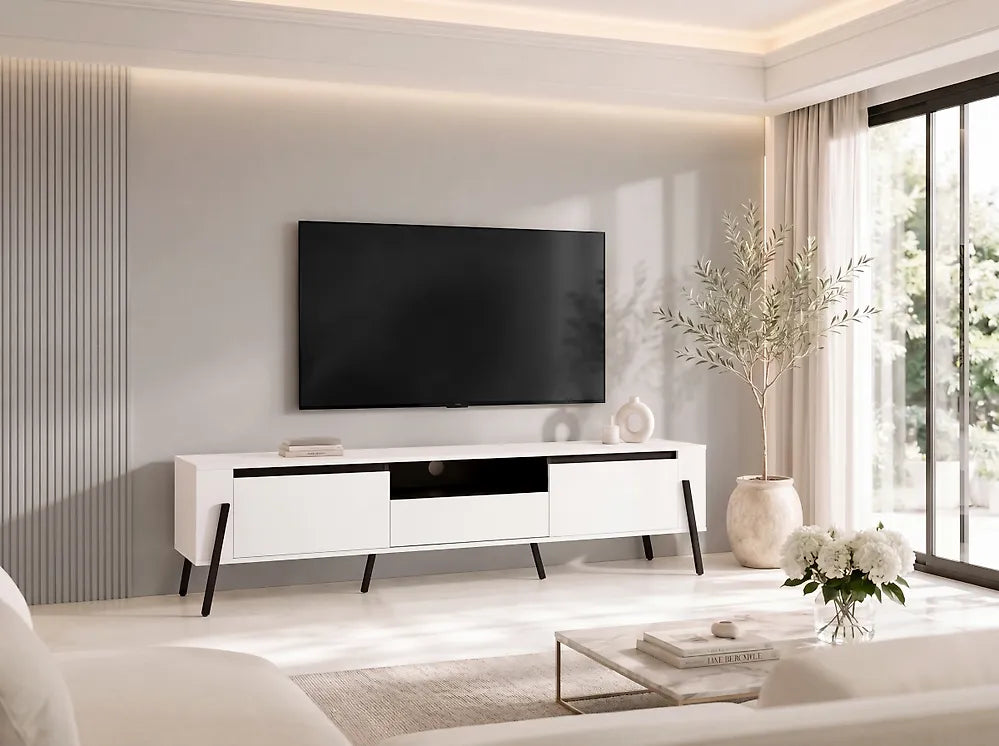Contemporary white television stand for living room