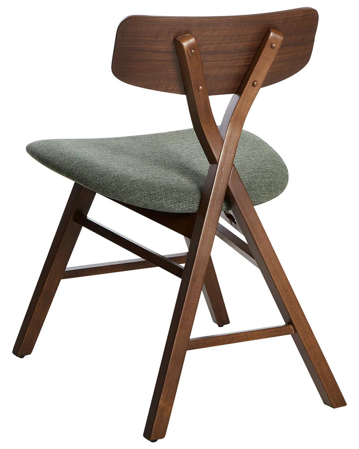 Set of 2 Dining Chairs Wood Dark Brown/Green Shelly