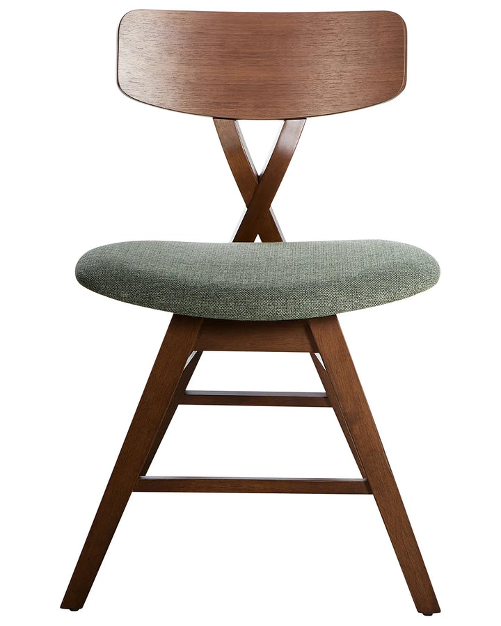 Set of 2 Dining Chairs Wood Dark Brown/Green Shelly
