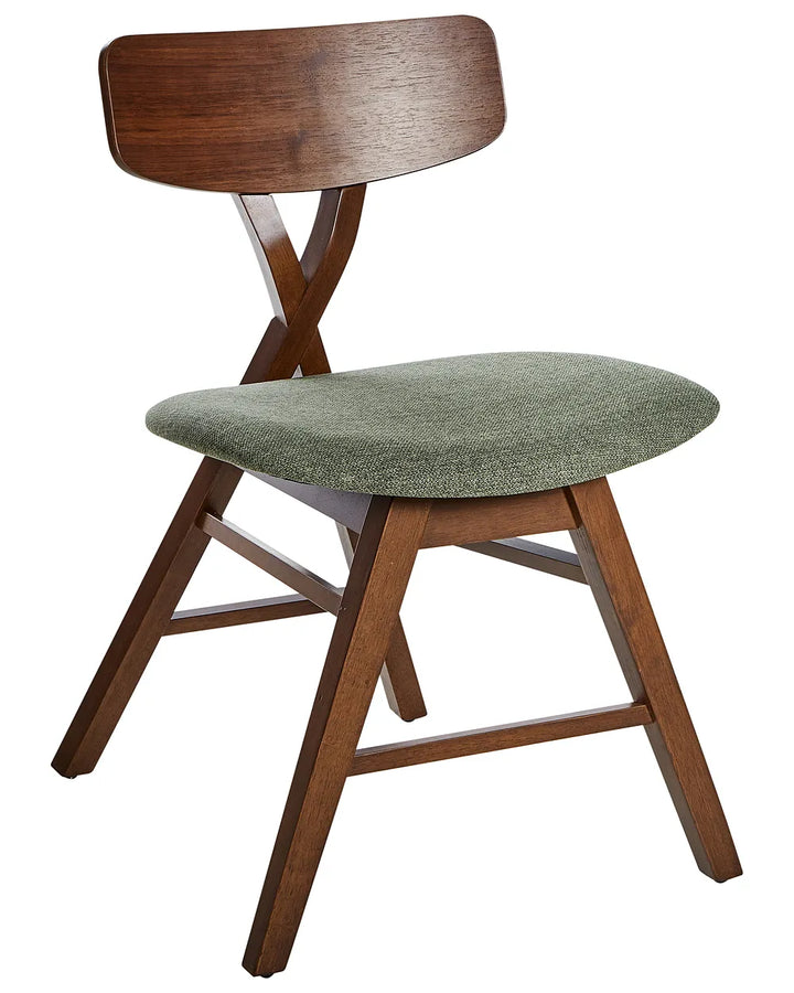 Set of 2 Dining Chairs Wood Dark Brown/Green Shelly
