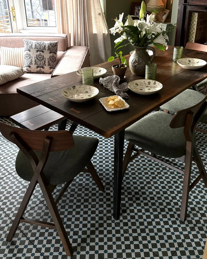 Set of 2 Dining Chairs Wood Dark Brown/Green Shelly