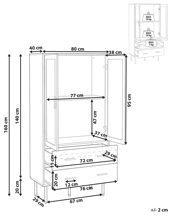 Glass Display Cabinet 80 cm White Ferdinand