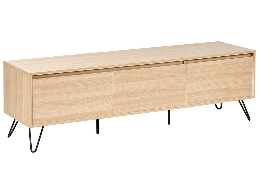 Light brown TV stand with storage