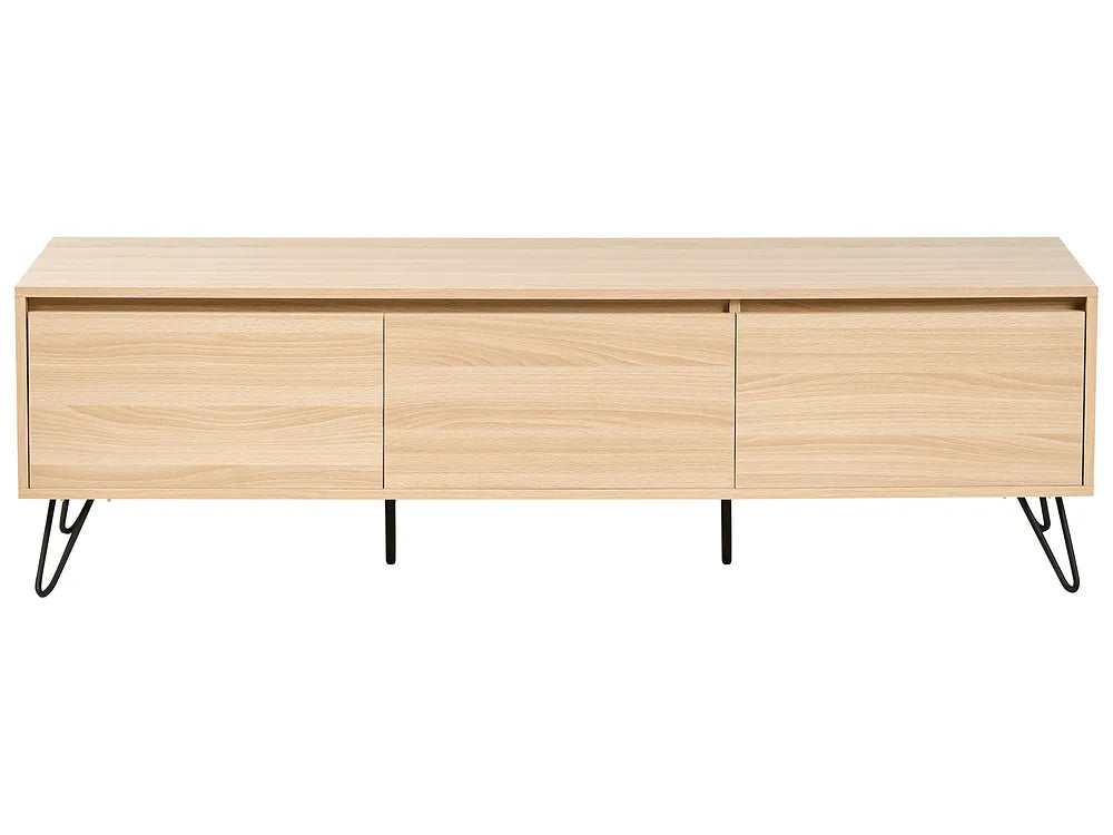Light brown TV unit with shelving
