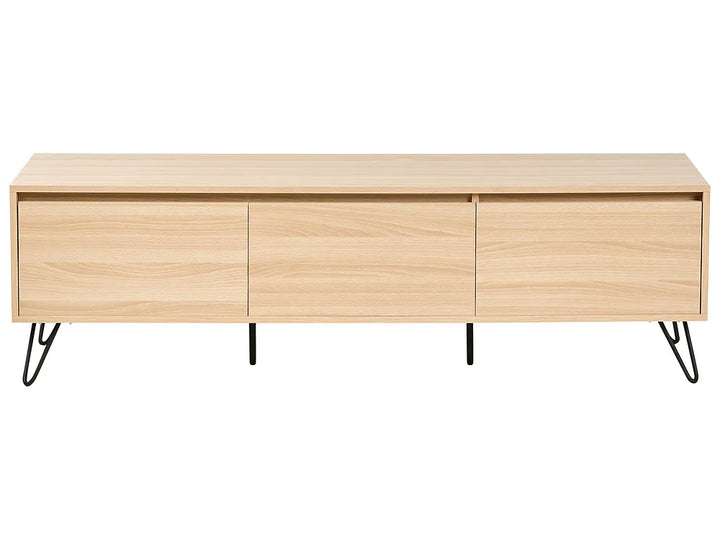 Light brown TV unit with shelving