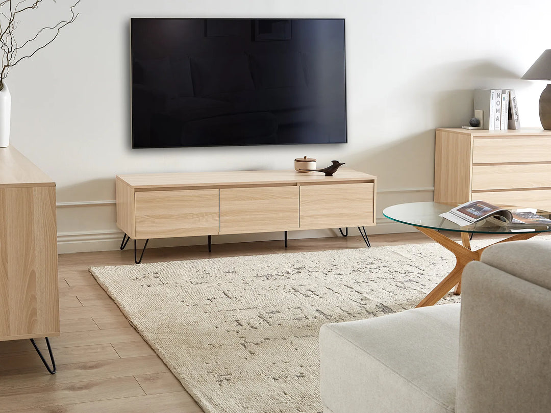 Modern light wood entertainment unit