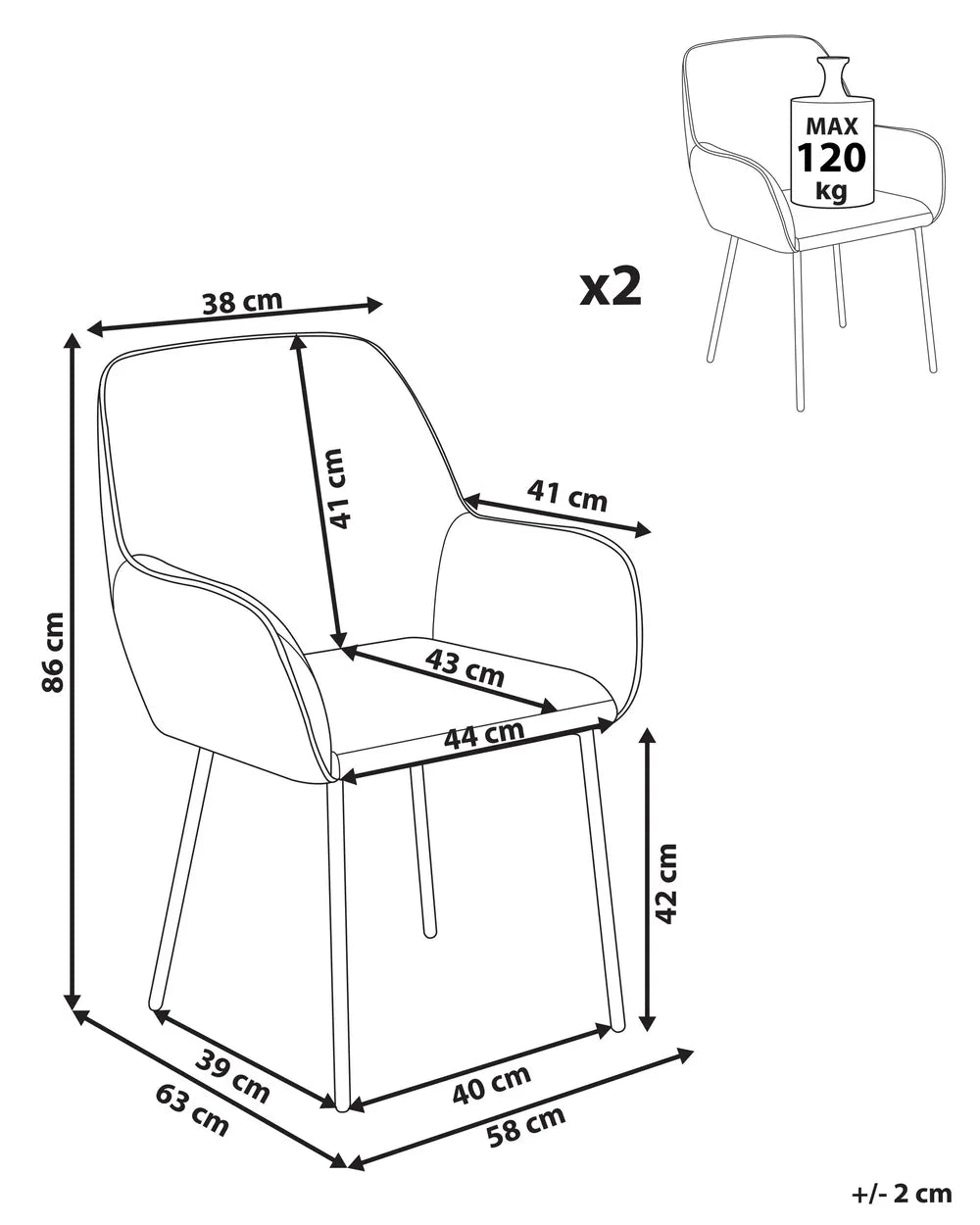 Set of 2 Dining Chairs Boucle White Vonte