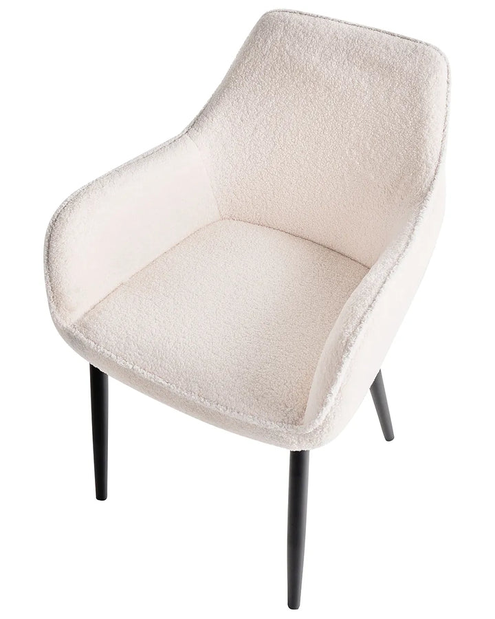 Set of 2 Dining Chairs Boucle White Vonte