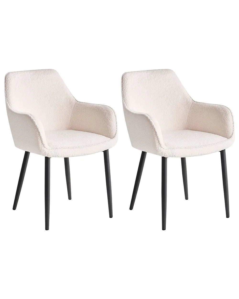 Set of 2 white boucle dining chairs
