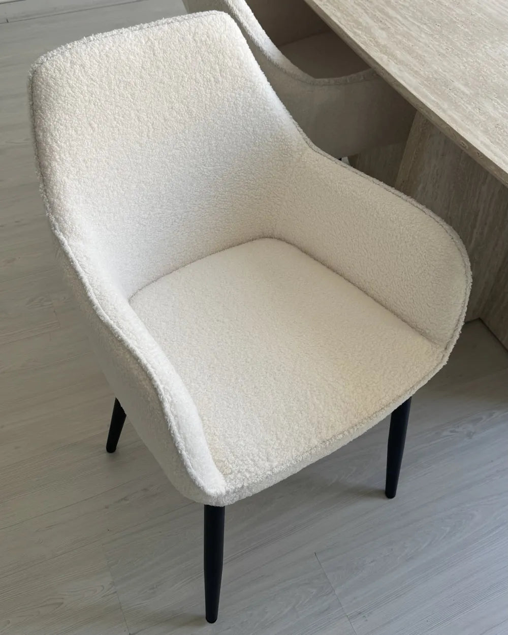 Set of 2 Dining Chairs Boucle White Vonte