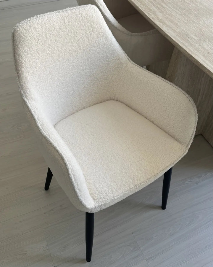 Set of 2 Dining Chairs Boucle White Vonte