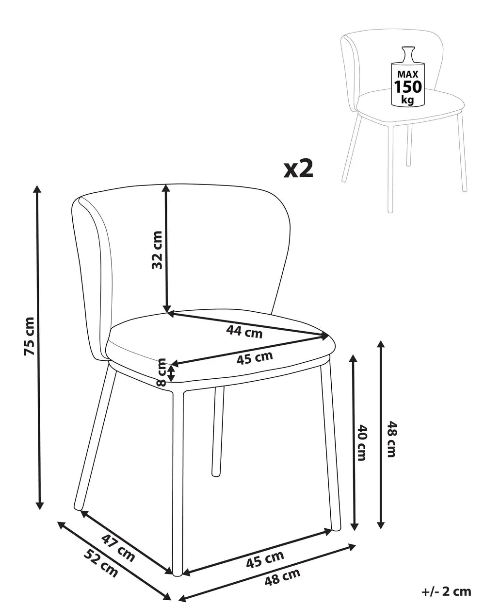 Set of 2 Dining Chairs Boucle Light Brown Summer