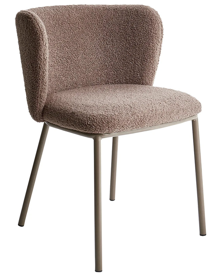 Set of 2 Dining Chairs Boucle Light Brown Summer