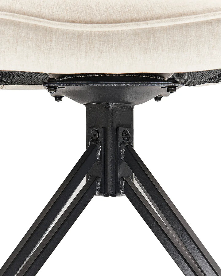 Set of 2 Dining Chairs Swivel Fabric Light Beige Maggie