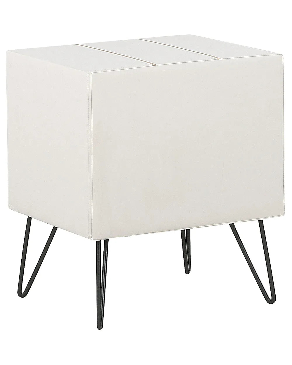 1 Drawer Bedside Table Faux Leather White Leavitt