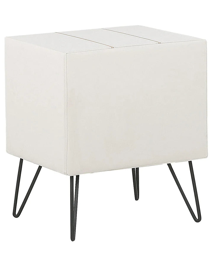 1 Drawer Bedside Table Faux Leather White Leavitt