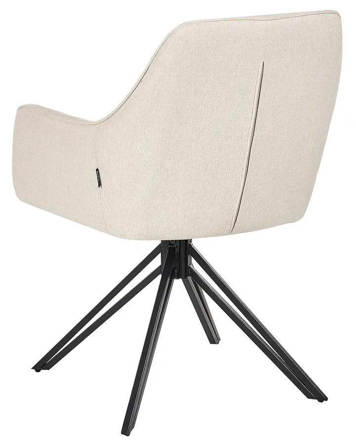 Set of 2 Dining Chairs Swivel Fabric Light Beige Maggie