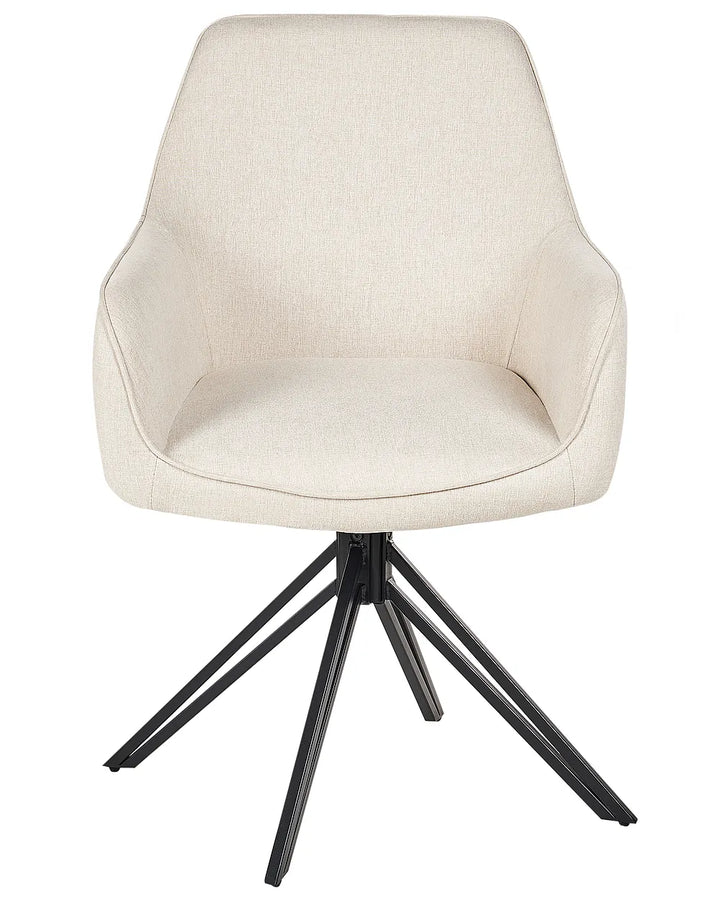Set of 2 Dining Chairs Swivel Fabric Light Beige Maggie
